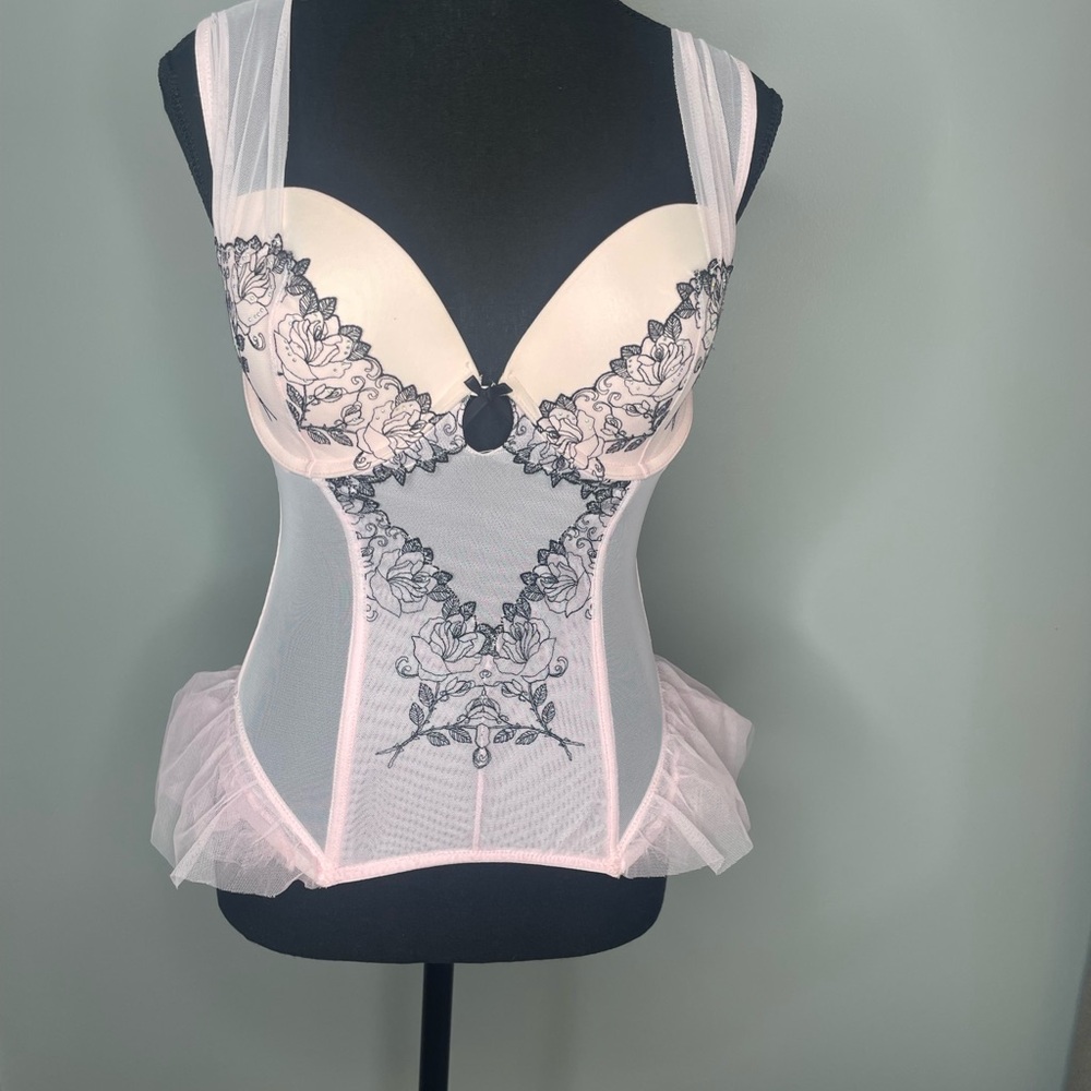 Victoria's Secret Pink and Cream Floral Corset